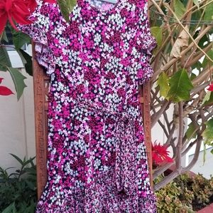 Michael Kors pink floral ruffled dress